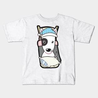 Cute bull terrier is going to bed Kids T-Shirt